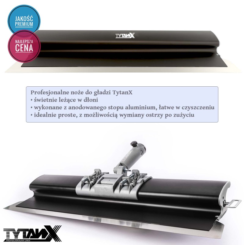 Nóż do gładzi 25cm Tytanx, szpachla do gipsu, profil aluminiowy anodowany