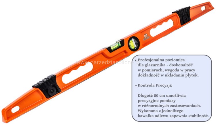 Poziomica dla glazurnika, poziomica do układania płytek 80 cm SET-227