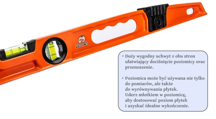 Poziomica dla glazurnika, poziomica do układania płytek 80 cm SET-227