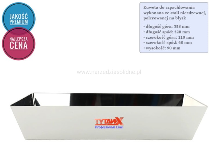 Kuweta pojemnik do szpachlowania, gładzi, gipsu stal nierdzewna Zestaw Pro4