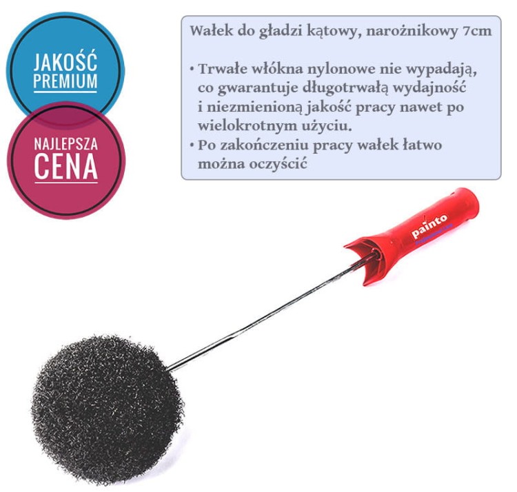 Wałek do gładzi kątowy, narożny + wałek do gładzi 9 i 25cm