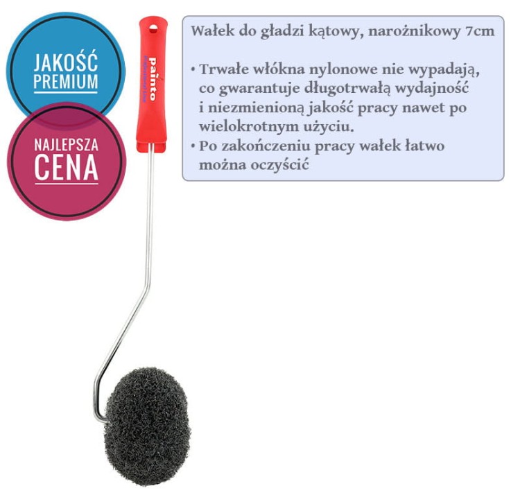 Wałek do gładzi kątowy, narożny + wałek do gładzi 9 i 25cm