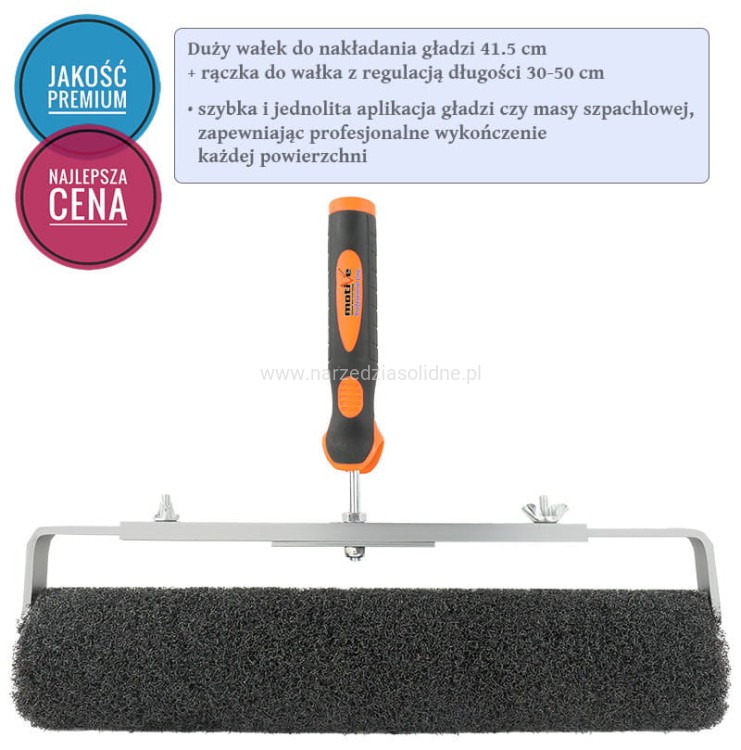 Wałek do gładzi, największy zestaw (10cm, 25cm, 41.5cm, kątowy)