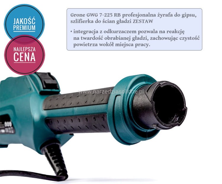 Żyrafa do gipsu, szlifierka do ścian, żyrafa do gładzi na wysięgniku - profesjonalny zestaw Grone