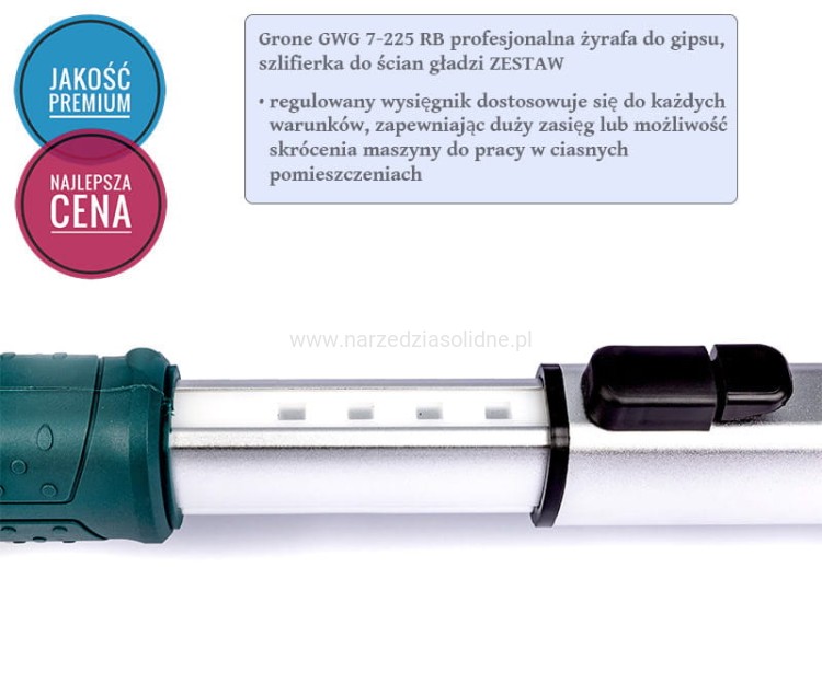 Żyrafa do gipsu, szlifierka do ścian, żyrafa do gładzi na wysięgniku - profesjonalny zestaw Grone