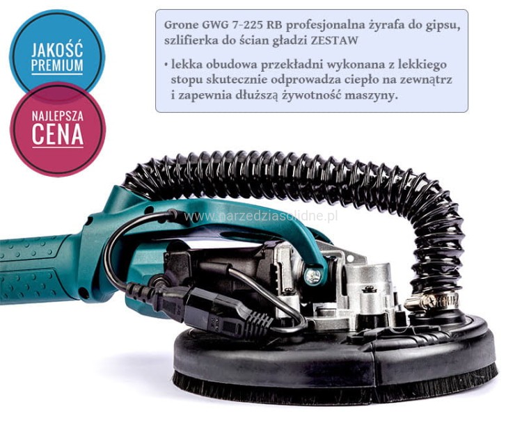 Żyrafa do gipsu, szlifierka do ścian, żyrafa do gładzi na wysięgniku - profesjonalny zestaw Grone