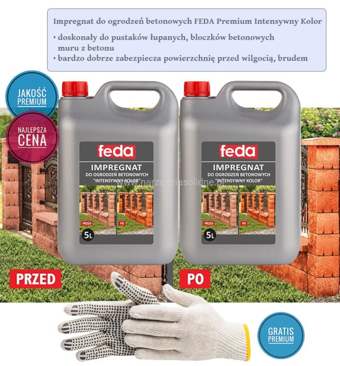 Impregnat do ogrodzeń betonowych 2x5L Feda + gratis