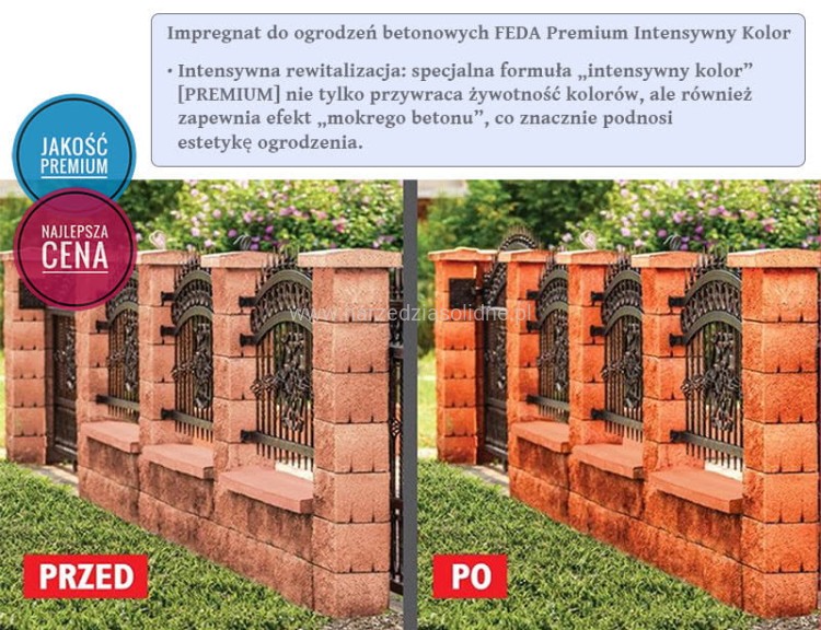Impregnat do ogrodzeń betonowych 2x5L Feda + gratis
