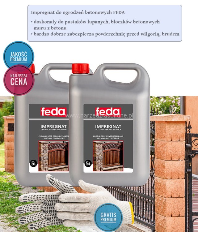 Impregnat do bloczków ogrodzeniowych 10L Feda