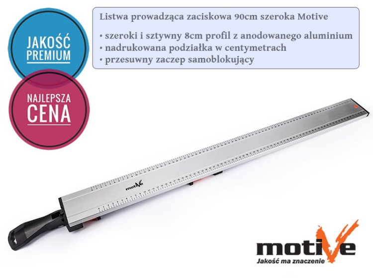 Listwa prowadząca zaciskowa 90cm szeroka Motive do pilarki tarczowej przecinarki ścisk szyn