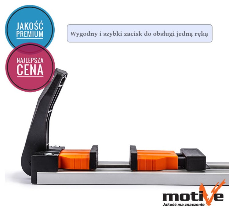 Listwa prowadząca zaciskowa 90cm szeroka Motive do pilarki tarczowej przecinarki ścisk szyn