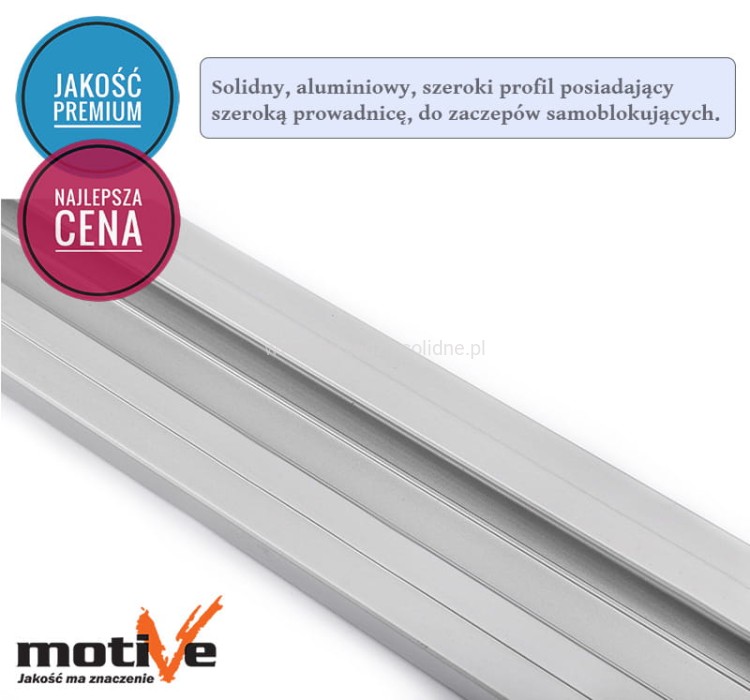 Przedłużka 625mm do listwy prowadzącej zaciskowej szerokiej, listwa przedłużająca Motive