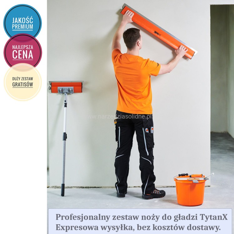 Nóż do gładzi 40+60cm TytanX, zestaw szpachli noży do gładzi, kos, noży do gipsu