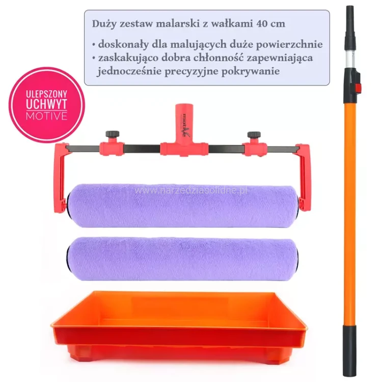 Zestaw niekapiący wałek 40cm, runo 12mm do gęstych farb MOTIVE