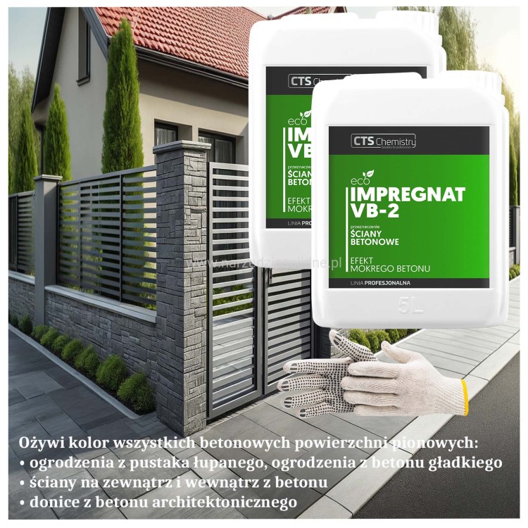Impregnat do ogrodzeń betonowych VB-2 10L, ożywia kolor, intensywny kolor