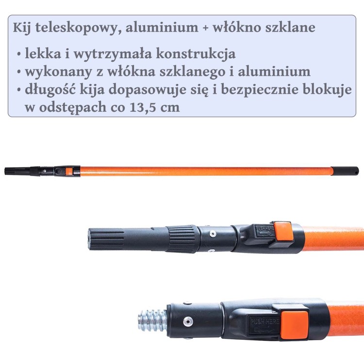 Kij teleskopowy 80-140cm teleskop malarski, profesjonalny, aluminium + włókno szklane, przedłużka sztyca