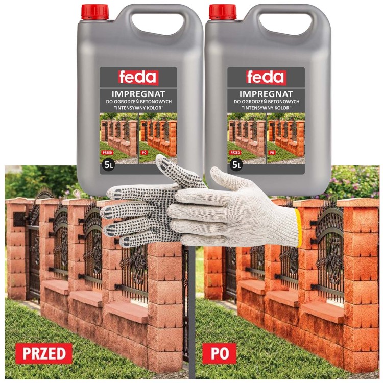 Impregnat do ogrodzeń betonowych 10L Feda Premium intensywny kolor, efekt mokrego betonu