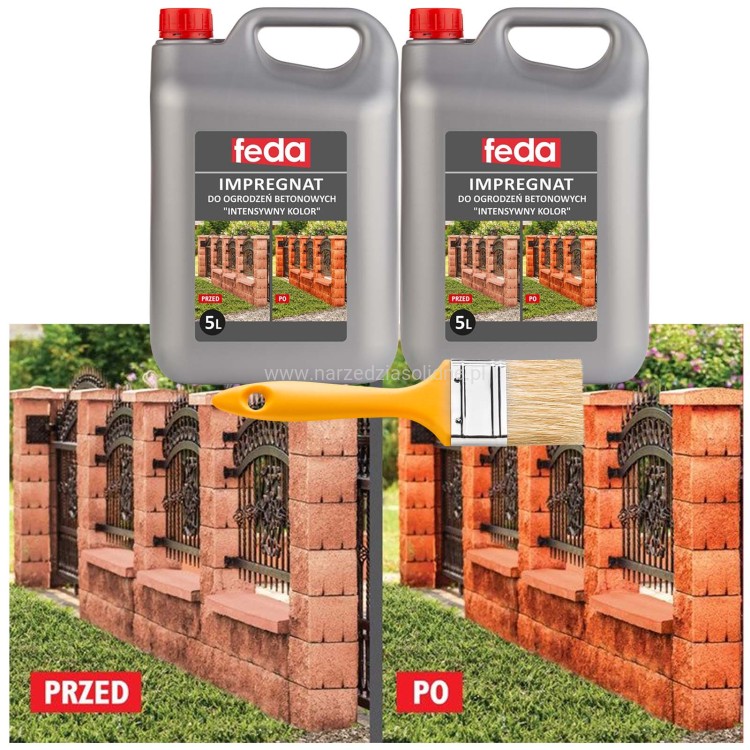 Impregnat do ogrodzeń betonowych 10L Feda Premium ożywiający kolor, efekt mokrego betonu