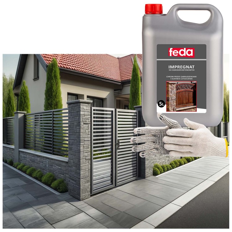 Impregnat do ogrodzeń betonowych 5L Feda + rękawice ogrodowe