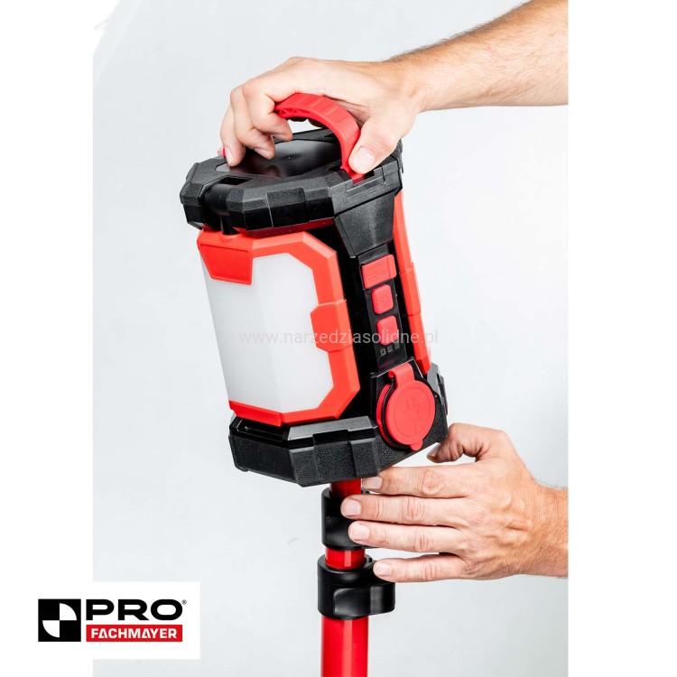 Silna lampa budowlana LED, reflektor LED akumulatorowy, komplet PRO-LD625 + statyw + torba