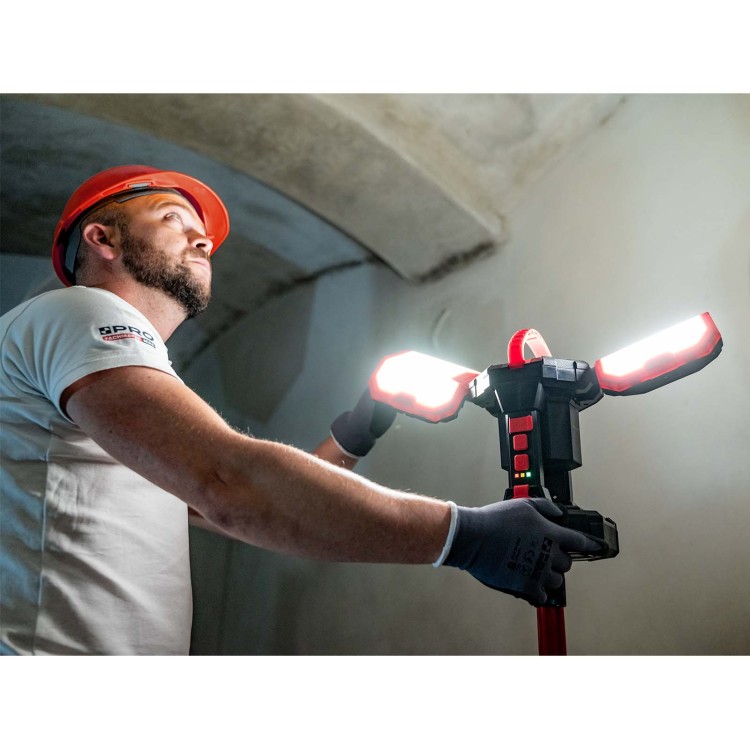 Silna lampa budowlana LED, reflektor LED akumulatorowy, komplet PRO-LD625 + statyw + torba