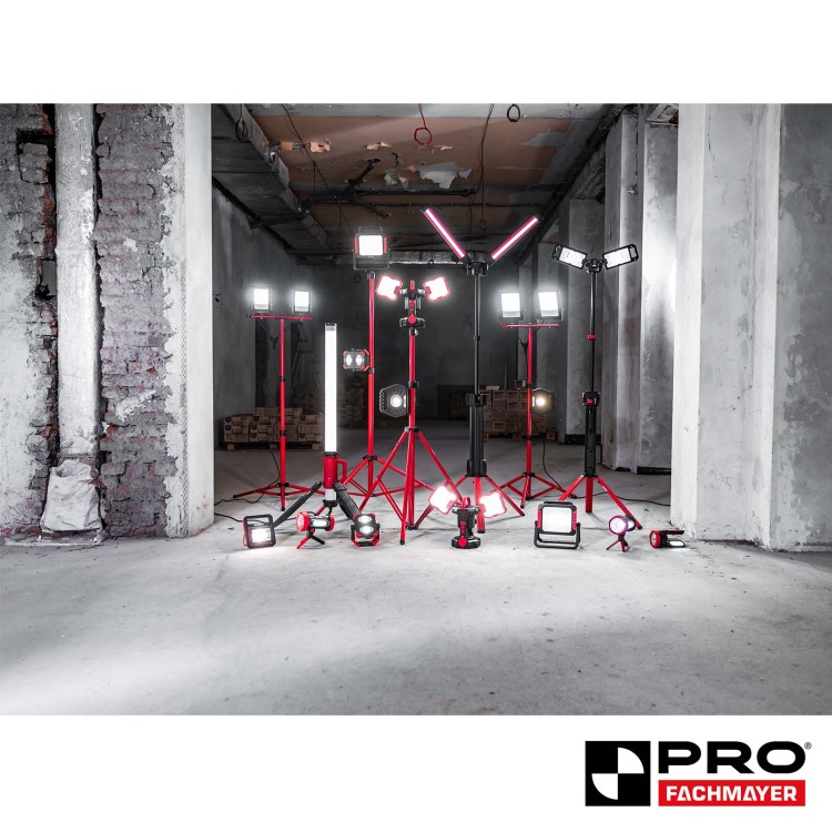 Lampa Budowlana LED Pro Fachmayer PRO-LD632, mocna akumulatorowa lampa budowlana, reflektor 10000 lm, 2x50W