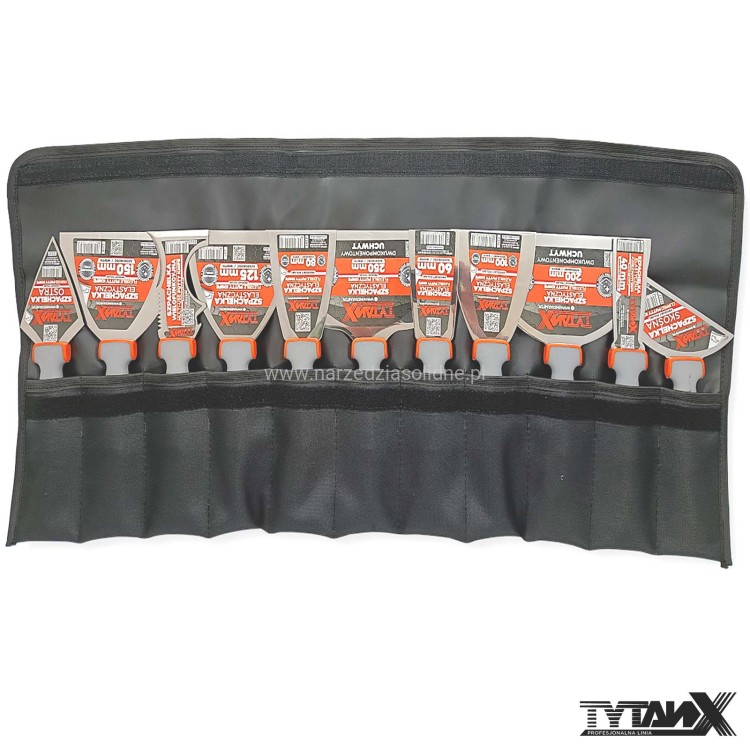 Zestaw 12 szpachelek ze stali nierdzewnej, polerowane, Tytanx, w pokrowcu