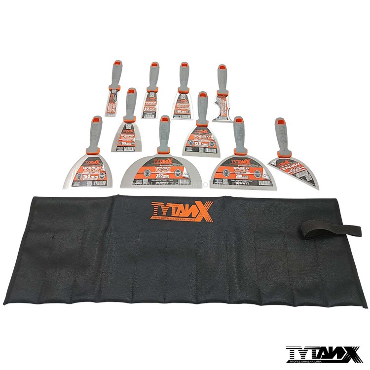 Zestaw 12 szpachelek ze stali nierdzewnej, polerowane, Tytanx, w pokrowcu