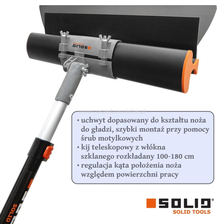 SOLID nóż do gładzi 25 cm, zestaw do szpachlowania, wałek do gładzi, teleskop, adapter