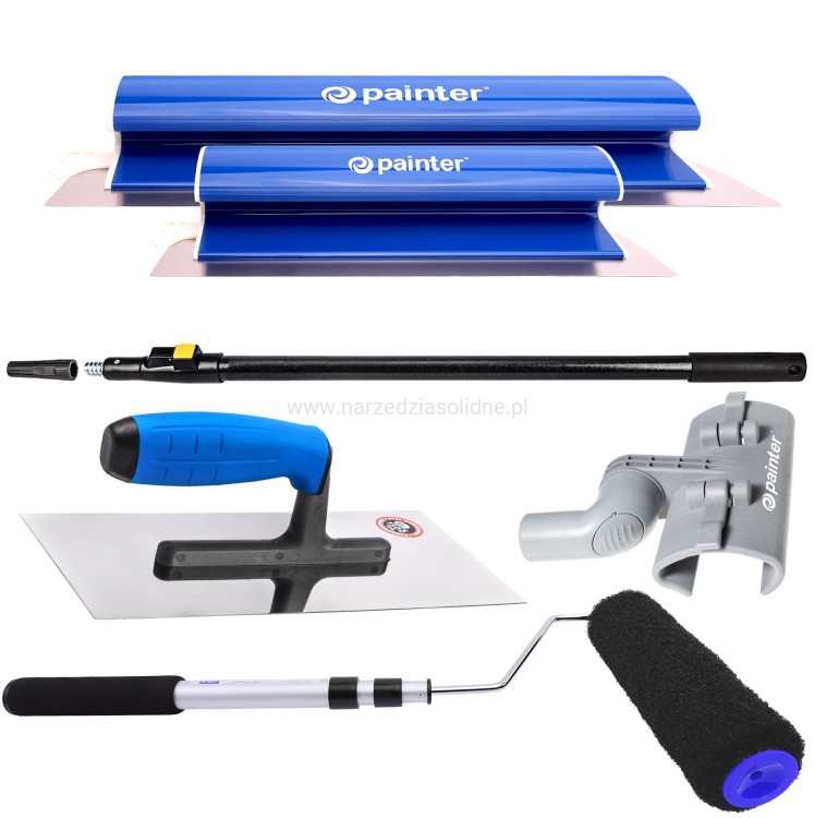 Zestaw noży do gładzi Painter 60+25cm zestaw szpachli do gładzi, noże do gładzi + paca nierdzewna do gipsu blichówka