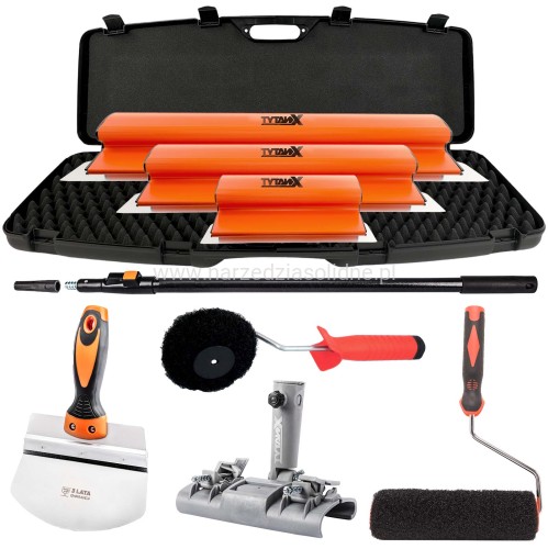 Zestaw pac do gładzi 80,60,40 cm, szpachle do gładzi TYTANX z walizką