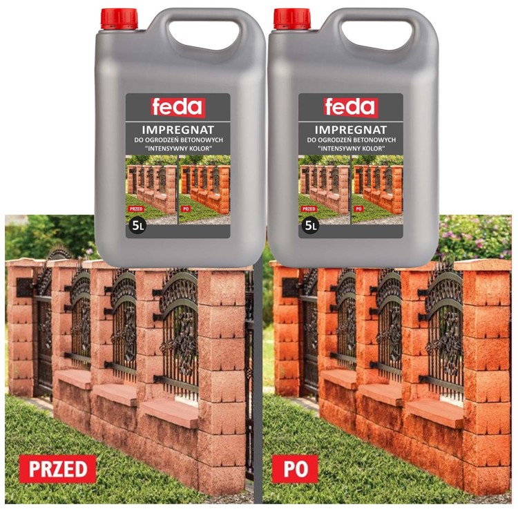 Impregnat do ogrodzeń betonowych 10L Feda Premium intensywny kolor, efekt mokrego betonu
