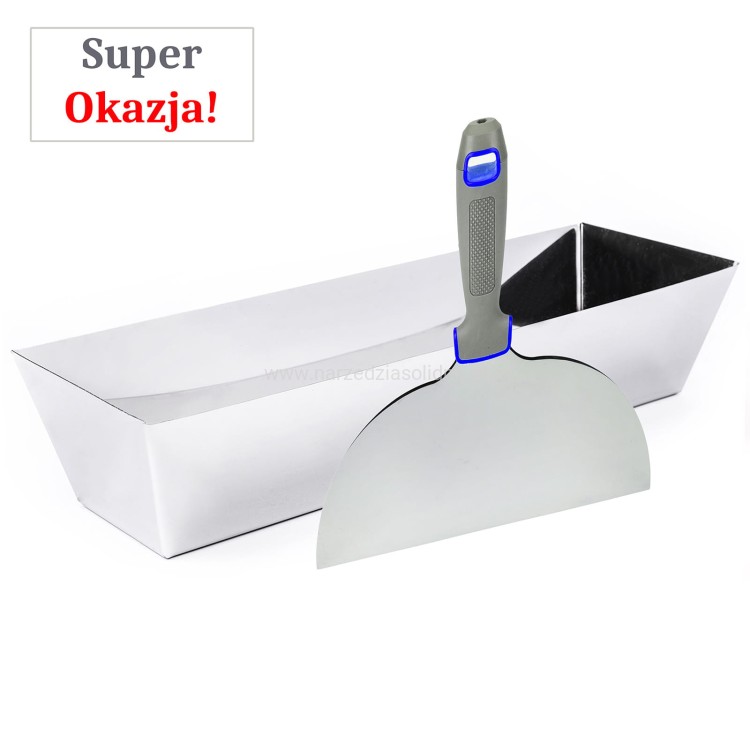 Kuweta szpachlarska stalowa 350x120mm, Zestaw do łączenia płyt gk narożników, zestaw do spoinowania