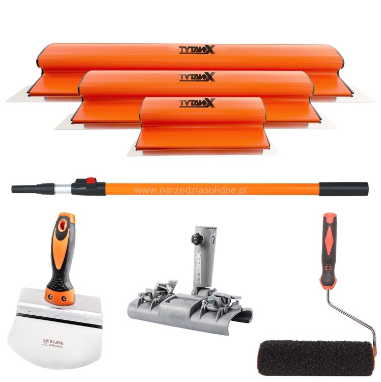 Noże do gładzi Tytanx [60,40,25cm] zestaw do gładzi, zestaw szpachli do gładzi, noże do gładzi