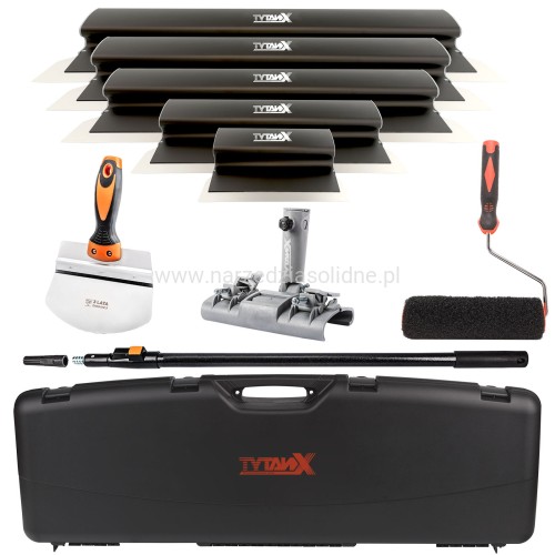 Zestaw noży do gładzi Tytanx, 100,80,60,40,25 cm zestaw szpachli do gładzi, noże do gładzi