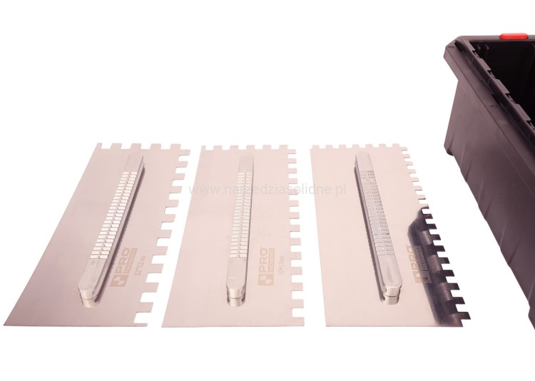 Zestaw pac glazurniczy rajberka z wymiennym uchwytem, Pro zestaw 6 pac glazurniczych, zębatych z wymiennym uchwytem, zestaw grzebieni do kleju