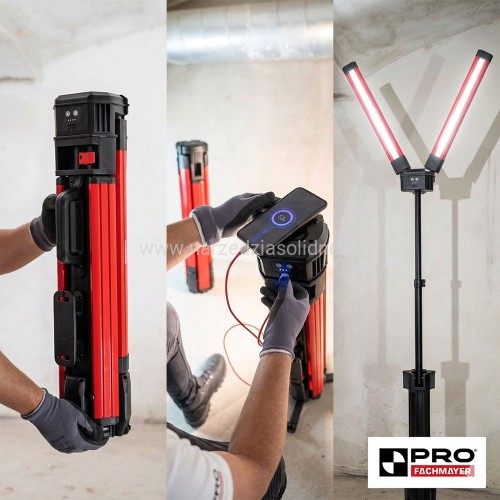 Lampa smugowa LED, do gładzi, Pro Fachmayer, mocna akumulatorowa lampa smugowa z regulacją w każdym kierunku