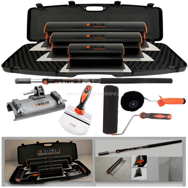 Szpachle do gładzi SOLID VX3 Premium Edition 80,65,45 cm, zestaw szpachli do gładzi w walizce transportowej
