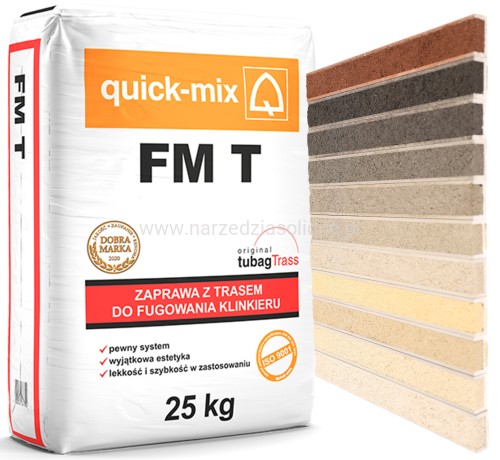Quick-Mix FM T fuga do klinkieru z trasem 25 kg, zaprawa do fugowania z trasem