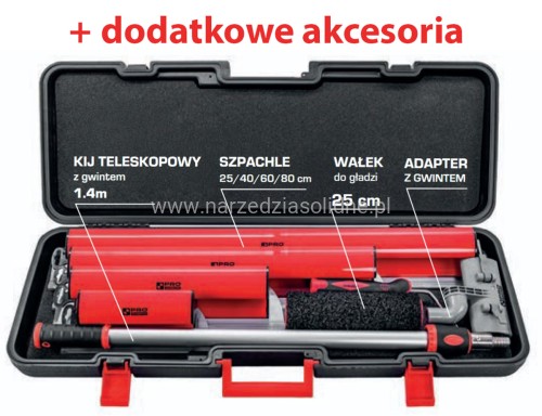 Noże do gładzi PRO Z4, 11-elementowy, zestaw szpachli do gładzi 80,60,40,25 cm w walizce transportowej
