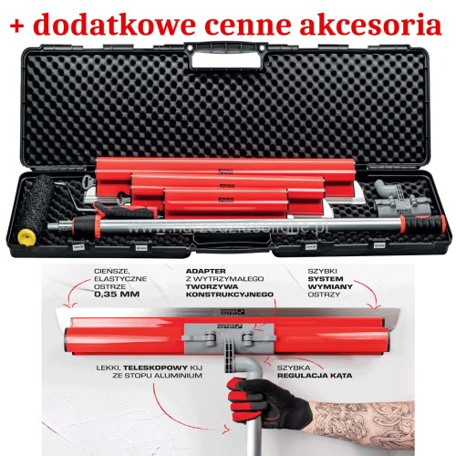 Pro zestaw noży do gładzi 40,60,80 cm w walizce, szpachle do gładzi PRO, profil PCV