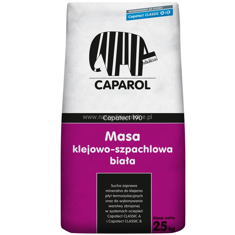 Caparol Capatect 190 biały 25kg, klej do siatki i wełny mineralnej
