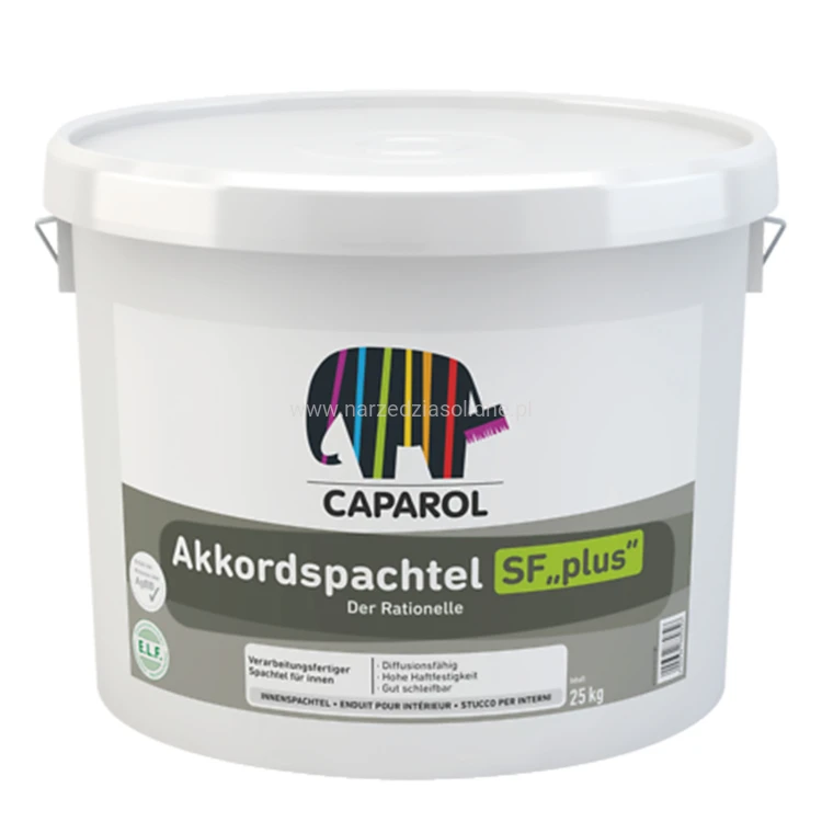 Caparol Akkordspachtel SF plus 25kg, gotowa masa szpachlowa do wnętrz, twarda