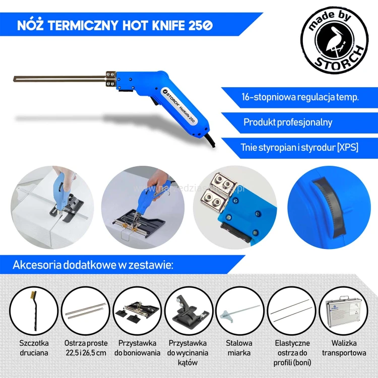 Storch HotKnife 250 zestaw, nóż do cięcia styropianu/styroduru, boniarka do styropianu