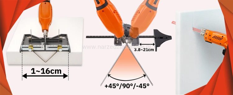 Nóż termiczny do cięcia styropianu, styroduru - Budguru EPS Knife Premium, do pracy ciągłej, moc 300W, profesjonalny zestaw