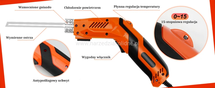 Nóż termiczny do cięcia styropianu, styroduru - Budguru EPS Knife Premium, do pracy ciągłej, moc 300W, profesjonalny zestaw