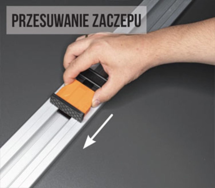 Listwa prowadząca zaciskowa 90cm szeroka Motive do pilarki tarczowej przecinarki ścisk szyn