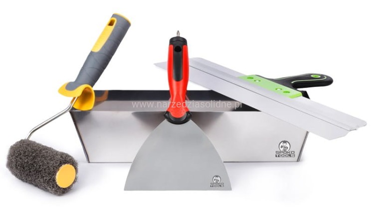 Kuweta Pojemnik do szpachlowania, gładzi, gipsu stal nierdzewna Zestaw Pro4