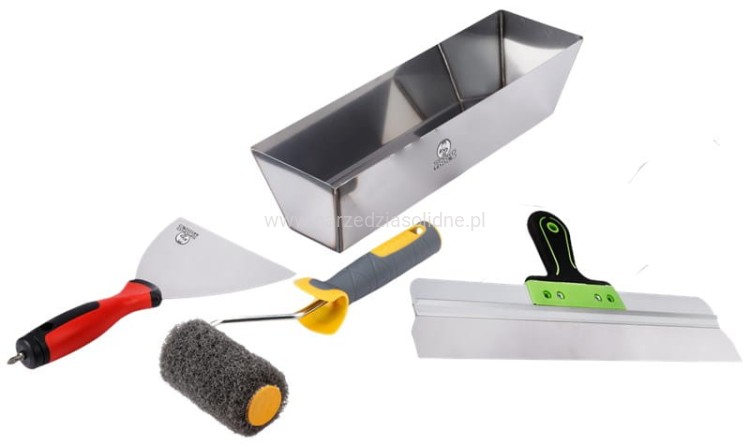 Kuweta Pojemnik do szpachlowania, gładzi, gipsu stal nierdzewna Zestaw Pro4