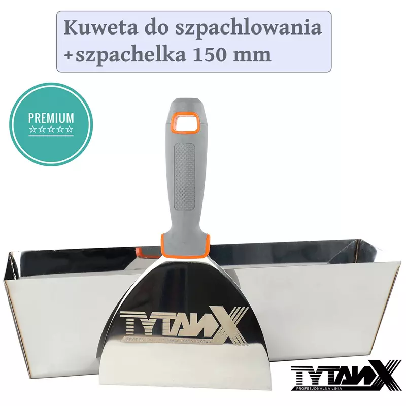 Kuweta do szpachlowania stalowa 14" zestaw ze szpachelką do gipsu 150 mm